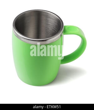 Stainless Steel Coffee Mug on White Background Stock Photo