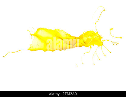 splendid yellow paint splash isolated on white background Stock Photo