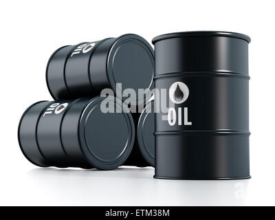 Oil barrels isolated on white background Stock Photo