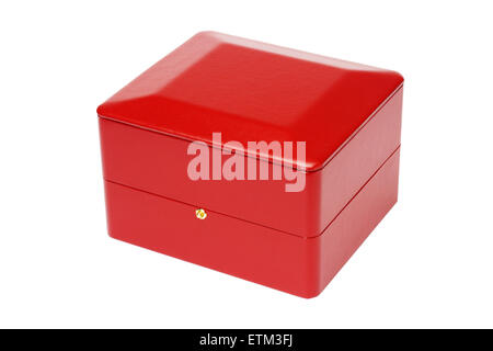 Red Jewellery Box on White Background Stock Photo