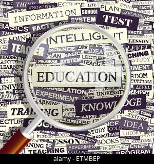 EDUCATION. Concept related words in tag cloud. Conceptual info-text graphic. Word collage. Stock Vector
