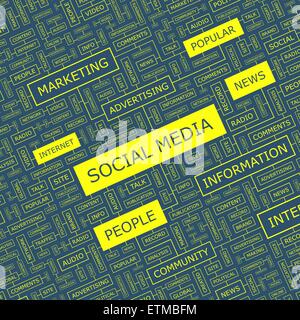SOCIAL MEDIA. Word cloud concept illustration. Wordcloud collage. Stock Vector