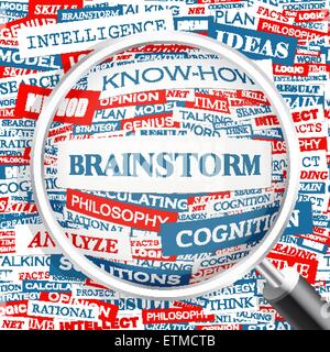 BRAINSTORM. Word cloud illustration. Tag cloud concept collage. Stock Vector
