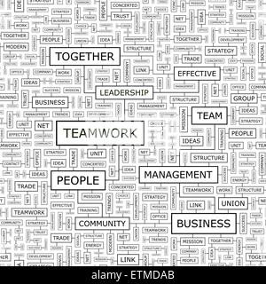 TEAMWORK. Seamless pattern. Word cloud illustration. Stock Vector