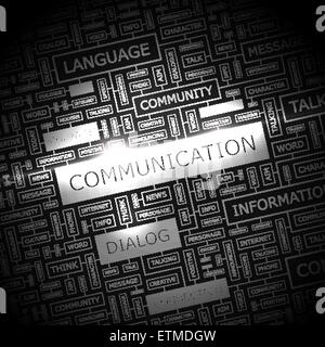 COMMUNICATION. Word cloud illustration. Tag cloud concept collage. Usable for different business design. Stock Vector