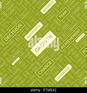 GROWTH. Word cloud illustration. Tag cloud concept collage. Stock Vector