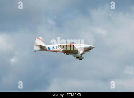 Van's RV-4 Light single engine kit airplane approaching Inverness Airport.  SCO 9865. Stock Photo