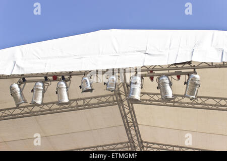 Stage lights on concert roof Stock Photo