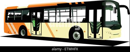 Yellow city bus. Coach. Vector illustration Stock Vector