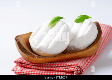 two wheels of soft creamy cheese with white mold Stock Photo