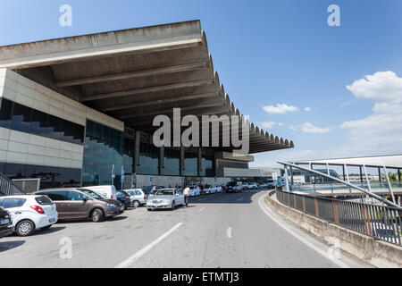 Arrival terminal and parking lot the airport of Valencia, Spain Stock Photo