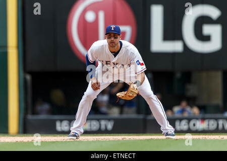 Arlington, TX, USA. 14th June, 2015. Texas Rangers third baseman Adrian ...