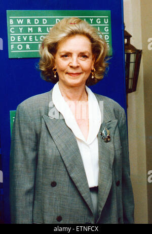 Lauren Bacall, Hollywood Legend aged 66, paying her first visit to Wales, 24th May 1991. Miss Bacall is in Wales as part of the Hay on Wye Festival of Literature. Pictured at news press conference to launch the Rural wales Artists Portfolio at the Llangoedmor Hotel near Brecon. Stock Photo