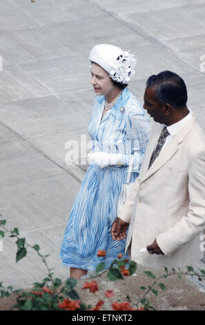Royal Visit of Queen Elizabeth II and Prince Philip, Duke of Edinburgh to Sri Lanka at the end of their tour of Australasia. Pictured: The Queen in Sri Lanka. October 1981.