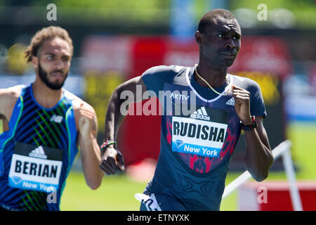 June 13, 2015; Randall's Island, NY, USA; David Rudisha of Kenya wins the men's 800m during the IAAF Diamond League Adidas Grand Prix at Icahn Stadium. Anthony Nesmith/Cal Sport Media Stock Photo