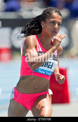 June 13, 2015; Randall's Island, NY, USA; Flora Gue of France competes in the women's 400m during the IAAF Diamond League Adidas Grand Prix at Icahn Stadium. Anthony Nesmith/Cal Sport Media Stock Photo