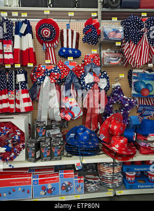 Colorful 4th of July items for sale in a Walmart store, Lake City, Florida. Stock Photo