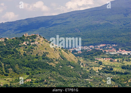 europe, italy, tuscany, monte laterone and arcidosso village on the right Stock Photo