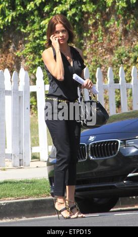 Brooke Burke-Charvet chats on her mobile phone as she leaves an audition in Los Angeles  Featuring: Brooke Burke-Charvet Where: Hollywood, California, United States When: 20 Mar 2015 Credit: WENN.com Stock Photo