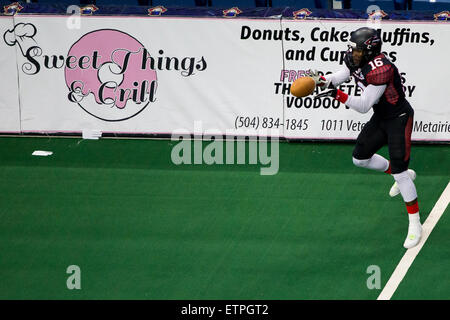 June 12, 2015: Cleveland Gladiators wr Dominick Goodman (16) catching passes during the game between the Cleveland Gladiators and New Orleans VooDoo at Smoothie King Center in New Orleans, LA. Stephen Lew/CSM Stock Photo