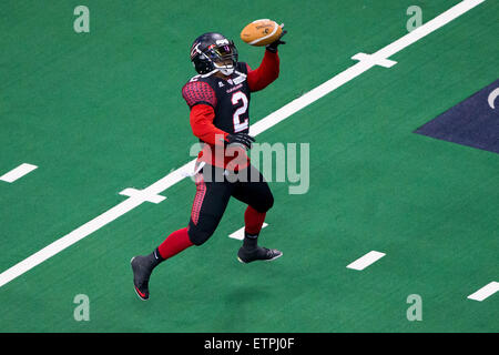 June 12, 2015: Cleveland Gladiators db Dominic Jones (2) during the game between the Cleveland Gladiators and New Orleans VooDoo at Smoothie King Center in New Orleans, LA. Stephen Lew/CSM Stock Photo