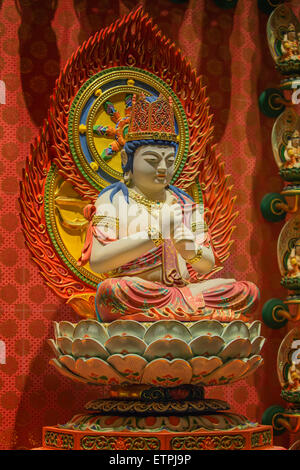 The Lord Buddha in Chinese Buddha Tooth Relic Temple in Chinatown of Singapore Stock Photo