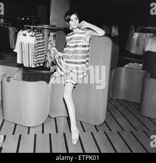 Way In the new unique 20,000 square foot boutique planned by Sir Hugh Fraser for the fourth floor of Harrods set to open on the 7th June 1967. Shoula Tevet modelling some of the range of clothing available at the boutique. 5th June 1967 Stock Photo