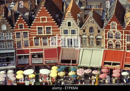 BEL, Belgium, Bruges, view from the belfry to the houses at the Market.  BEL, Belgien, Bruegge, Blick vom Belfried auf die Haeus Stock Photo