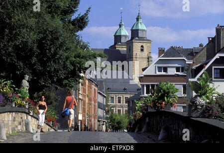 BEL, Belgium, Eastbelgium,Malmedy, view from the Warche Bridge to the church St. Peter and Paul.  BEL, Belgien, Ostbelgien, Malm Stock Photo