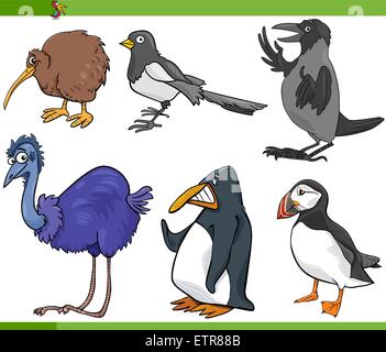 Cartoon Illustration of Funny Birds Set Stock Vector