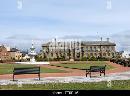 Steven Memorial Fountain 1892 and Council Buildings in Place de Saint-Germain-En-Laye Ayr South Ayrshire Strathclyde Scotland UK Stock Photo