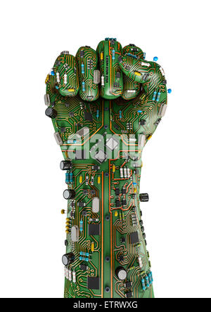 3D render of raised hand made of computer circuit board Stock Photo - Alamy