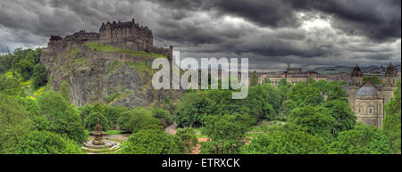 Panorama of Edinburgh Castle, on The Mound, Scotland, UK