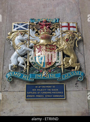 Jenners Department Store Princes St Edinburgh Scotland UK - Crest by royal appointment Stock Photo