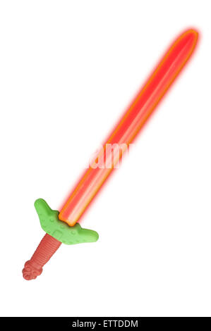 Red plastic toy sword isolated on a white background Stock Photo