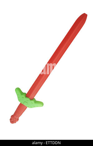 Red plastic toy sword isolated on a white background Stock Photo