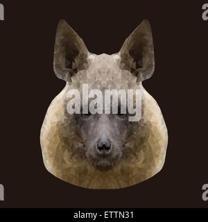 Canine beast of pray, hyena, low poly vector portrait illustration. Stock Vector
