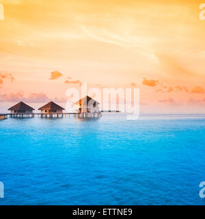 Sunset on Maldives island Stock Photo
