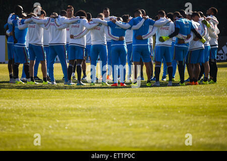 Santiago, Chile. 15th June, 2015. Players of Colombia's national soccer team take part in a training session in Santiago, Chile, on June 15, 2015. © Mauricio Alvarado/COLPRENSA/Xinhua/Alamy Live News Stock Photo