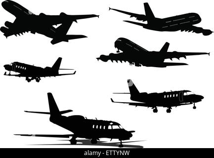 Airplane silhouettes. Vector illustration for designers Stock Vector