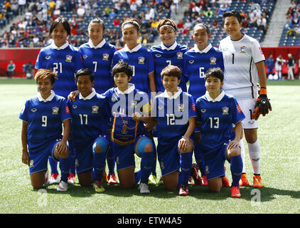 Winnipeg, Canada. 15th June, 2015. Players of Thailand line up for photograph before the Group B match against Germany at the 2015 FIFA Women's World Cup in Winnipeg, Canada, June 15, 2015. Thailand lost 0-4. Credit:  Ding Xu/Xinhua/Alamy Live News Stock Photo