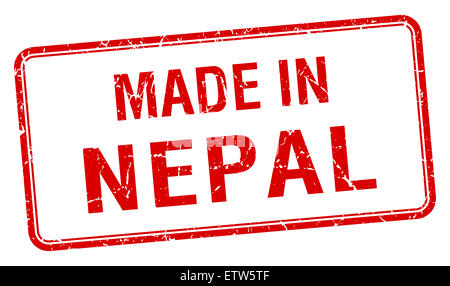 made in Nepal red square isolated stamp Stock Photo