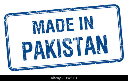 made in Pakistan blue square isolated stamp Stock Photo