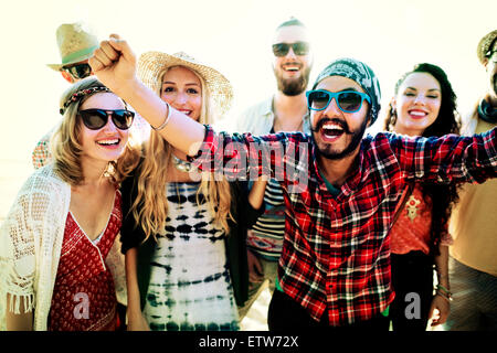 Teenagers Friends Beach Party Happiness Concept Stock Photo