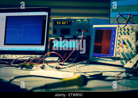 electronic measuring instruments in hitech computer laboratory Stock Photo