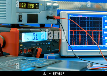 electronic measuring instruments in hitech computer laboratory Stock Photo