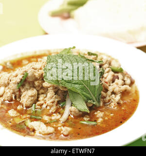 famous thai food, minced meat spicy salad Stock Photo