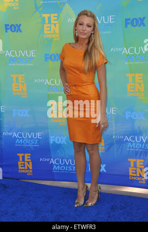 LOS ANGELES, CA - AUGUST 7, 2011: Blake Lively arrives at the 2011 Teen Choice Awards at the Gibson Amphitheatre, Universal Studios, Hollywood. Stock Photo