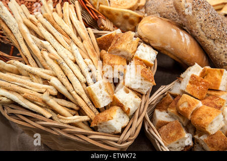 Italian bread, focaccia Tuscany bread, sticks Stock Photo