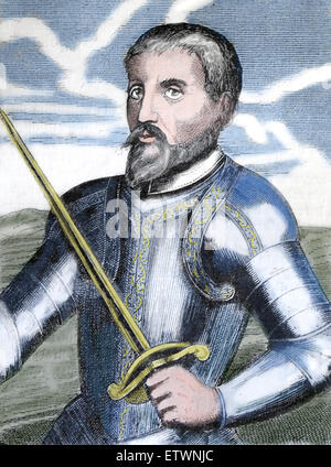 Hernando del Soto (1496-1542). Spanish explorer and conquistador. 1st European expedition into Unites States. Portrait. Stock Photo